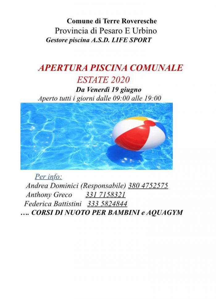 Piscina Comunale Terre Roveresche, Portale Turistico